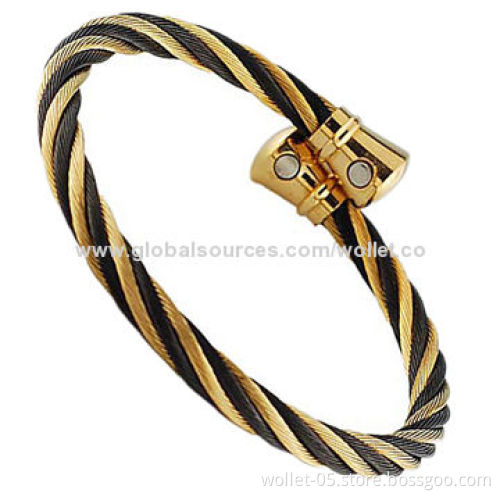 Fashion Metal Bangle, Made of 316L Stainless Steel with IP Black and IPG PlatingNew